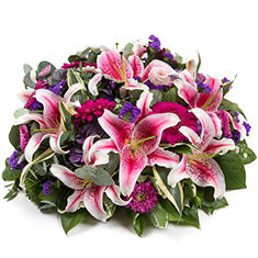 Pink Lily Funeral Flowers Posy Pad